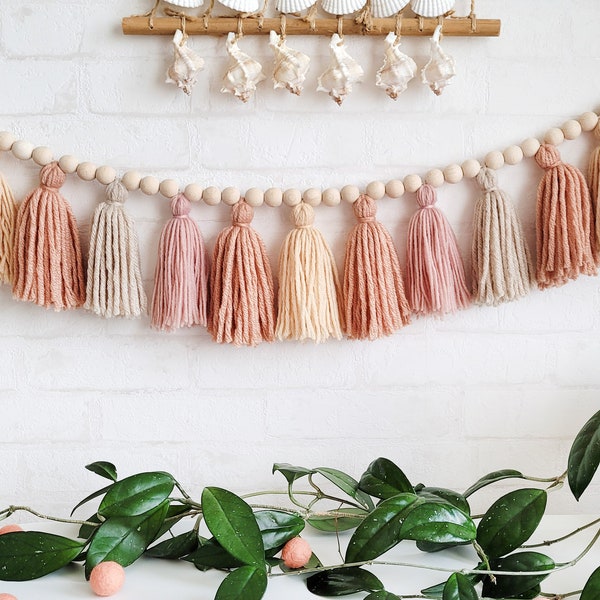 Blush tassel garland -  Warm tones boho nursery decor