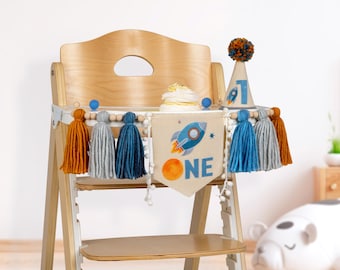 First trip around the sun birthday banner, space theme decor