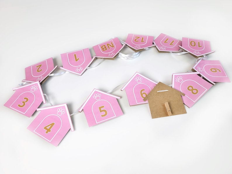 Puppy 1st birthday highchair banner, Dog themed birthday party decor image 10
