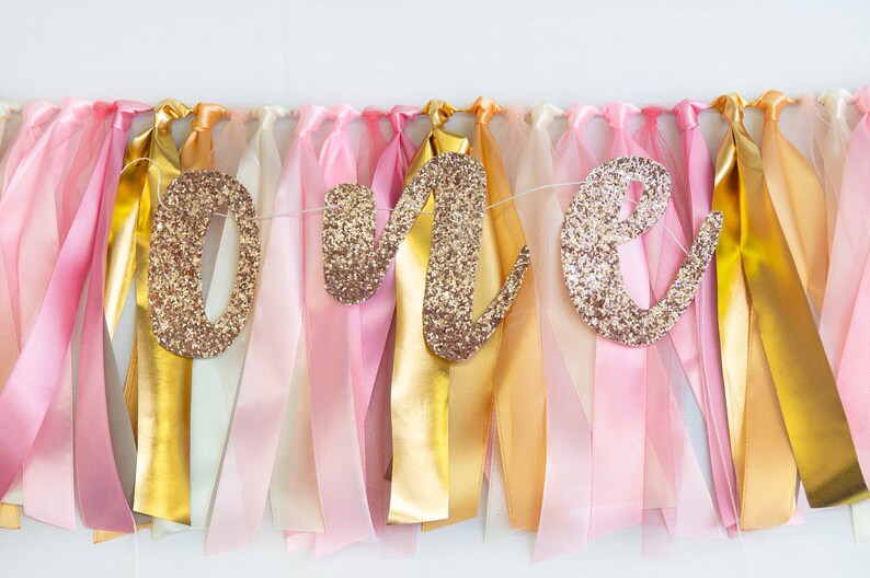 Pink and Gold Girls 1st Birthday High Chair Garland Etsy