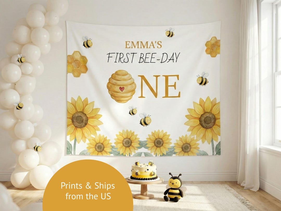 First Bee Day Birthday Backdrop, Sweet as Can Bee Banner - Etsy