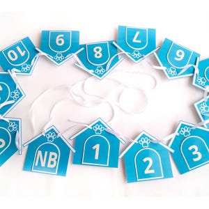 Puppy 1st birthday highchair banner, Dog themed birthday party decor image 9