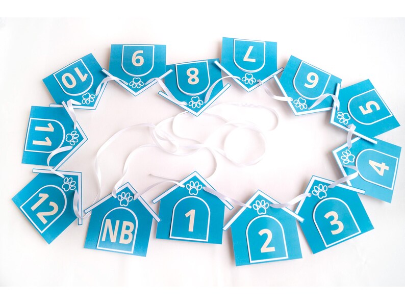 Puppy 1st birthday highchair banner, Dog themed birthday party decor image 9