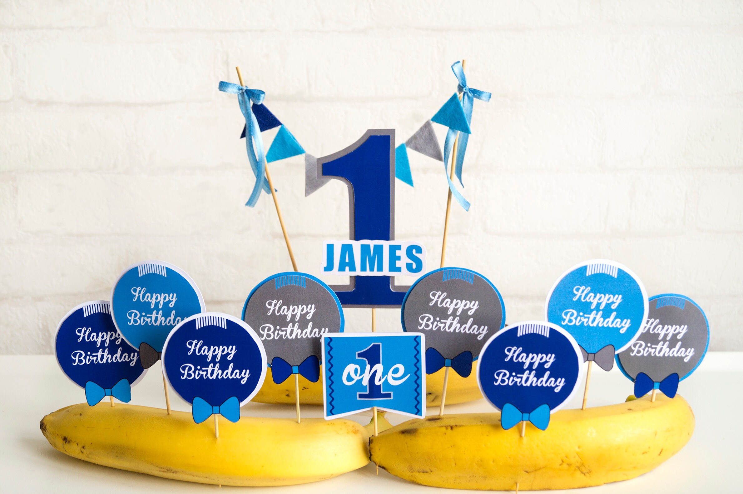 Custom Boys 1st Birthday Cake Toppers Set 113 pcs Etsy