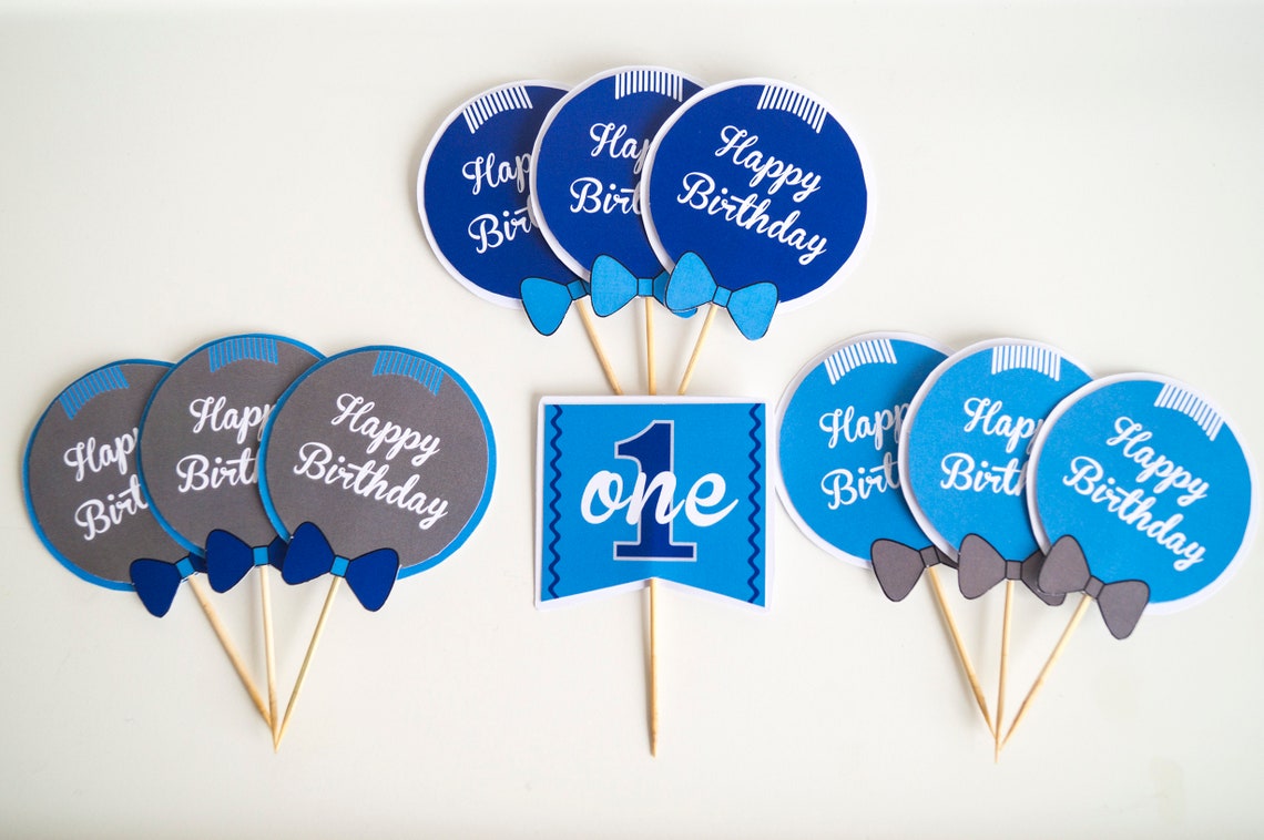 Custom Boys 1st Birthday Cake Toppers Set 113 pcs Etsy