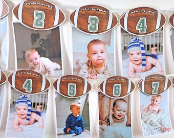 Football 1st Birthday Banner – 2 M Lang, Mit Monatskarten & Wäscheklammern, Für Mottoparty & Fotos