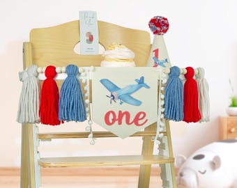 Flugzeug erster Geburtstag Banner, Vintage Flugzeug Party Dekor
