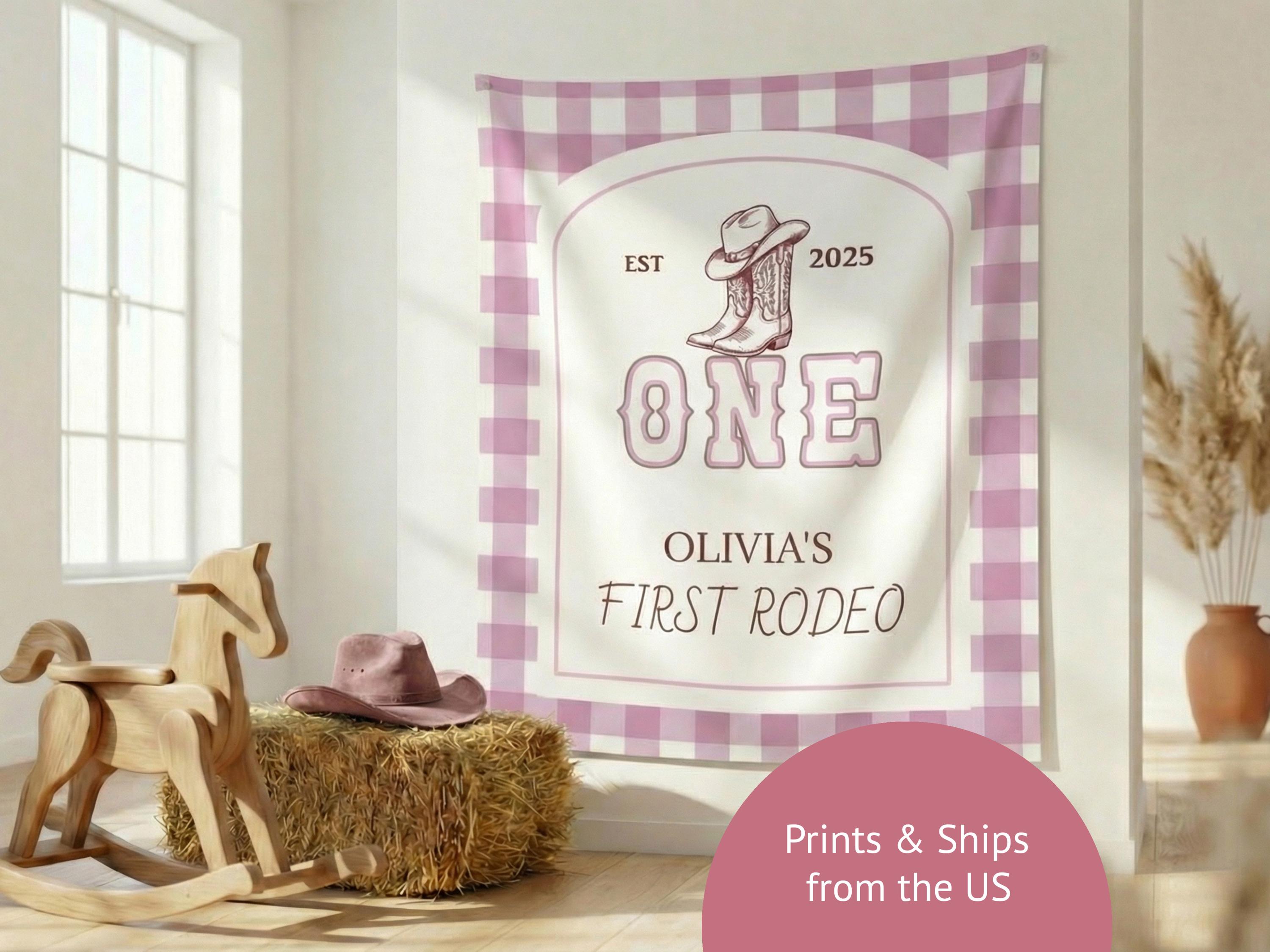 My First Rodeo Girl Birthday Backdrop, Western Cowgirl 1st Birthday ...