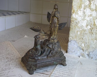 Gorgeous Antique French Signed bronze Music box, souvenir from Lourdes, music box in working condition, Our Lady of Lourdes, early 1900's