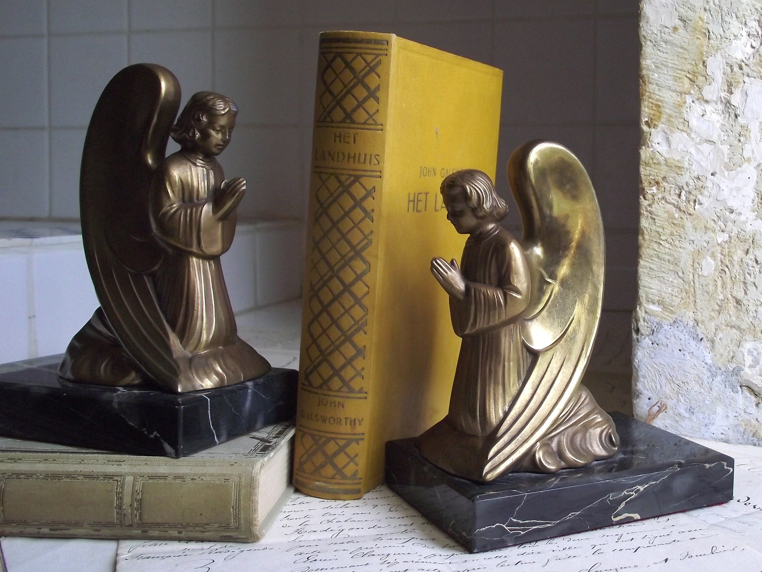 set of 2 Antique French Art Deco bookends praying Etsy