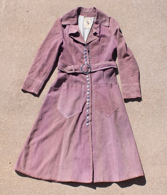 Stunnng Lavender Purple 60s 70s Hippie Suede Trenc