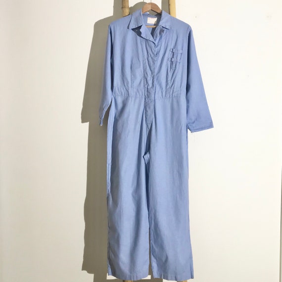 1940s 1950s 1960s light Blue Chambray Coveralls Un