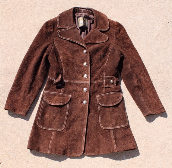 Carnaby Street Brown Suede and White Stitch Jacket