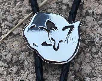 Endearing Sleeping Wild Fox Bolo Tie Handmade from Sterling Silver, Fox pendant silver, Artisan nature bolo tie, Woodland animal bolo tie