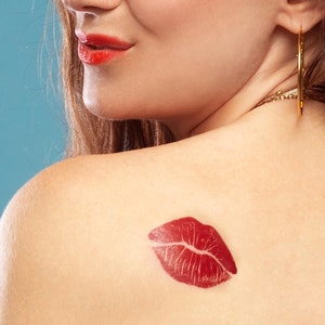 Sabrina Carpenter Temporary Tattoo | Girls Halloween Costume | Lipstick Tattoo | Kiss Tattoo | Espresso | Short n Sweet | Smooch Tattoo |