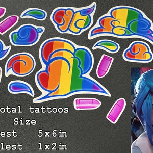The Loose Cannon Jinx, aka Powder, Pride Cloud Arm Cosplay Temporary Tattoo from League of Legends and Arcane