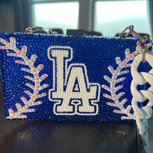 Cartera de béisbol hecha a mano con diamantes de imitación