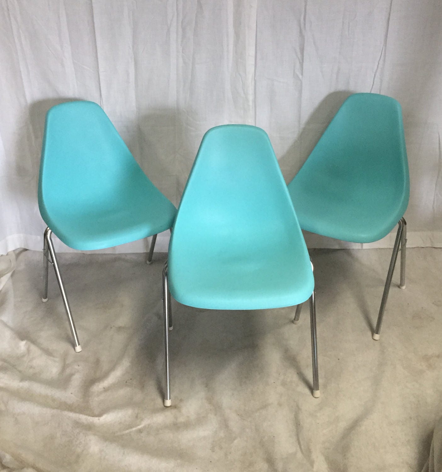 Vintage 1960s stacking chairs Set of three molded plastic Etsy