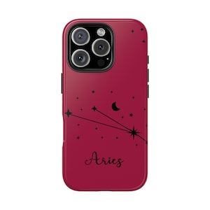 Aries iPhone Case Custom - Astrologie Karte iPhone Case Geschenk für Sie, Tough Case Geschenk für Ihn iPhone 16, 15, 14, 13, 12, 11 Samsung