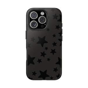iPhone Case Stars Theme, Black Aesthetic iPhone Case, Stars Cute iPhone Case Gift for Her, iPhone 16, 15, 14, 13, 12, 11, PRO Samsung S24