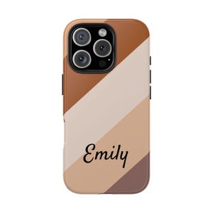 Custom Striped Brown Phone Case | Summer Aesthetic Gift | Retro Minimalist - iPhone Cover PRO MAX 16, 15, 14, 13, 12, 11, Samsung Galaxy S24