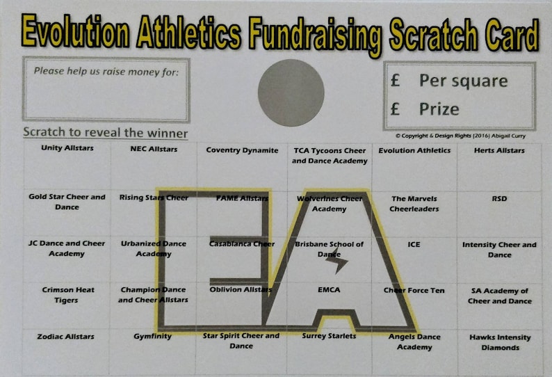 Personalised Fundraising Scratch Cards Etsy UK