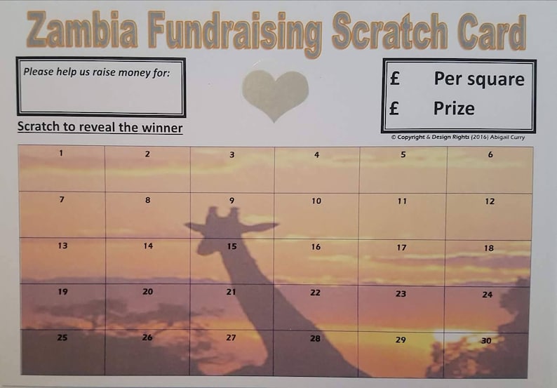 Personalised Fundraising Scratch Cards Etsy UK