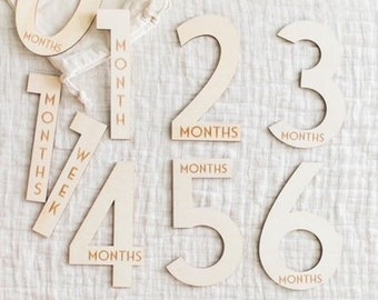 Wooden Baby Milestone Numbers | Months 1-12, Pregnancy Tracker