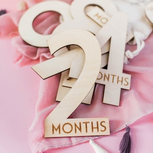 Baby Milestone Cards Wooden Monthly Baby Photo Prop Baby Shower Gift Milestone Blocks Wood Milestone Plaque Milestone Numbers image 6