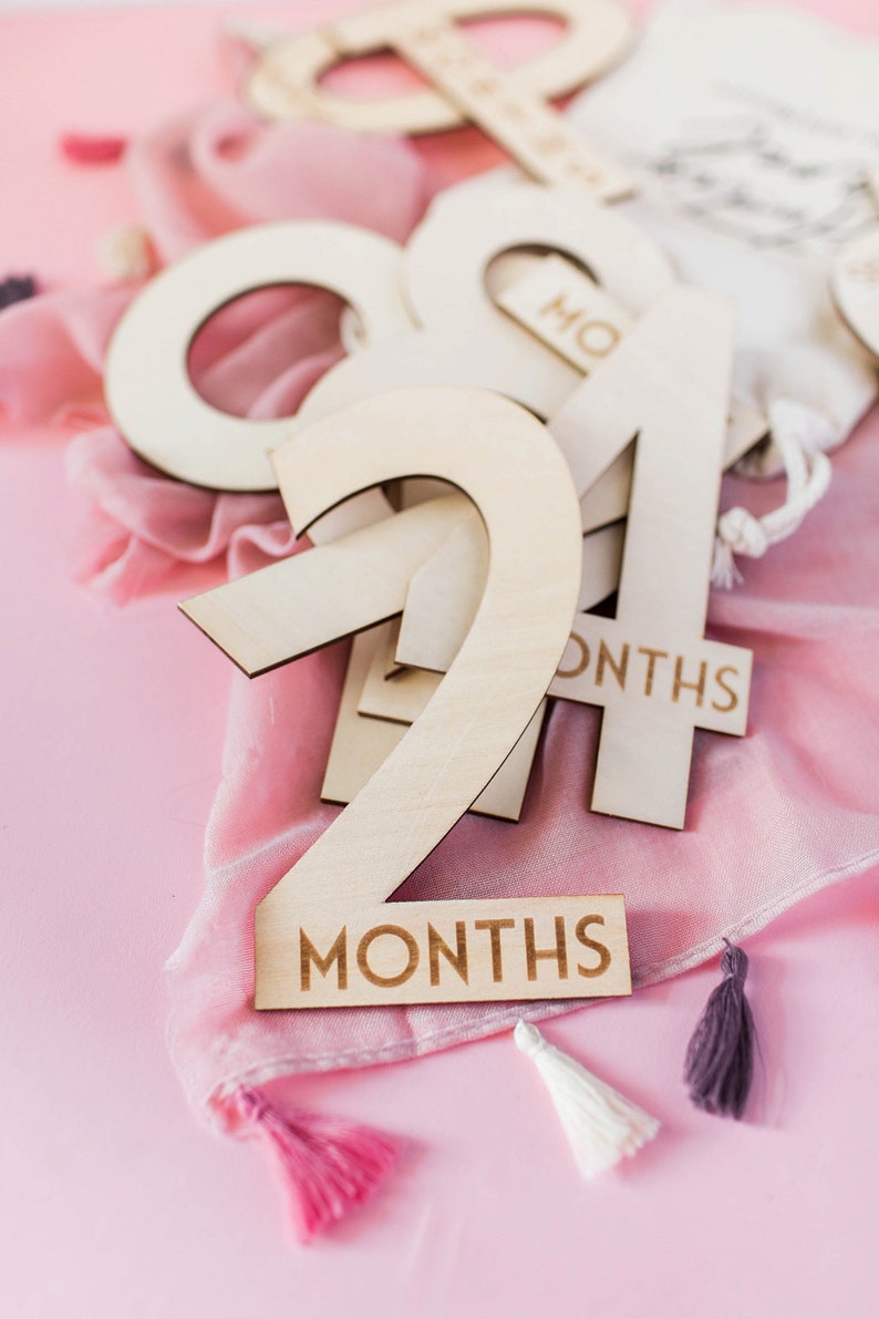 Baby Milestone Cards Wooden Monthly Baby Photo Prop Baby Shower Gift Milestone Blocks Wood Milestone Plaque Milestone Numbers image 6