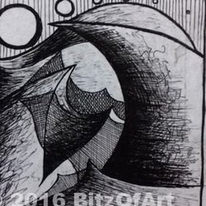 Wellen (2000): Black & White Art Card - digital drucken und montiert (lesen Sie Detail)