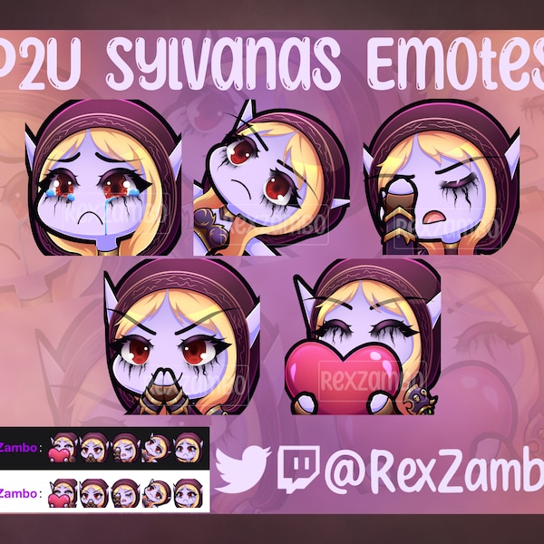 Sylvanas Windrunner | Twitch Emotes | Ready To Use | World of Warcraft | WoW | Streamer Emotes | WoW Emotes | Dead Emote | Heart Emote