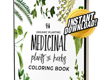 Medicinal Herb Plant Coloring Book, 15 Medicinal Plants Coloring Pages, Garden Gifts Under 10 - Instant Download