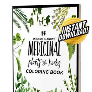 Medicinal Herb Plant Coloring Book, 15 Medicinal Plants Coloring Pages, Garden Gifts Under 10 - Instant Download