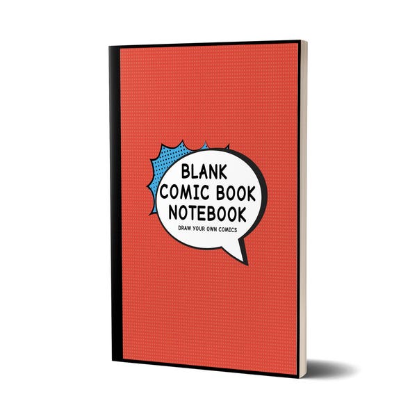 Blank Comic Book Notebook, Red Bubble / Blank Comic Book Sketch Book /  Anime Manga Comic Lover Gift, Drawing Gift For Artist