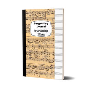 Songwriting Journal /  Vintage Cover / Lined Paper And Manuscript Paper / Songwriting Journal /  Musician Gifts
