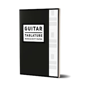 Gitarren Tabulatur Manuskript Papier, Schwarzes Cover, Gitarre Tab Papier, Song Writer Journal, Gitarrist Geschenk, Musiker Notizbuch