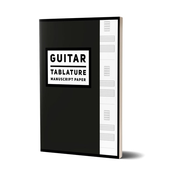 Guitar Tablature Manuscript Paper, Black Cover, Guitar Tab Paper, Songwriting Journal, Guitarist Gift , Musician Notebook