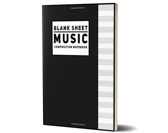 Blank Sheet Music Notebook / Black Cover /  / Manuscript Paper / Songwriting Journal /  Musician Gifts