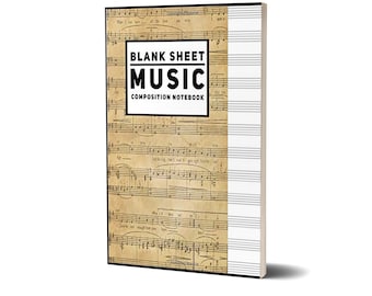 Blank Sheet Music Notebook / Vintage Music Notes / Manuscript Paper / Songwriting Journal /  Musician Gifts