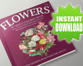 15 Flower coloring pages, Coloring Pages instant download, Floral, coloring pages, Coloring Book, Adult Coloring Book