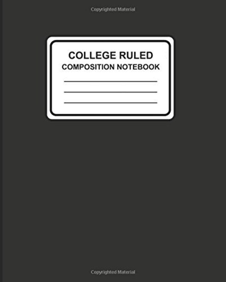 College ruled composition notebook solid black school etsy