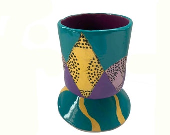 Vibrant Handmade Ceramic Candle Holder | Home and Office Decor | Fine Art Ceramics | Pottery Gift