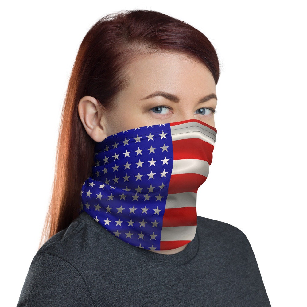 Neck Gaiter USA American Flag Independence Day Fabric Face Etsy