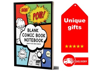 Blank Comic Book Notebook, Pow Comic / Blank Comic Book Sketch Book /  Anime Manga Comic Lover Gift, Drawing Gift For Artist