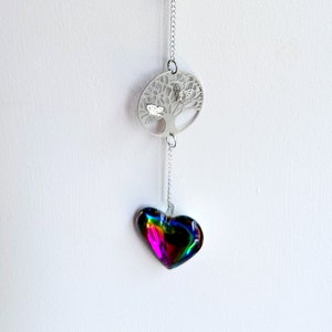Handmade Beaded Suncatcher - Rainbow Heart