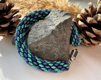 Rope Bracelet - Satin Teal & Purple Twist