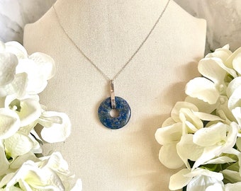 Donut Pendant Necklace - Lapis Lazuli