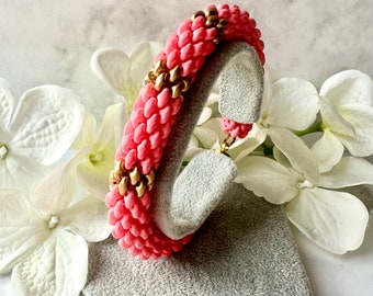 Rope Bracelet - Coral & Gold