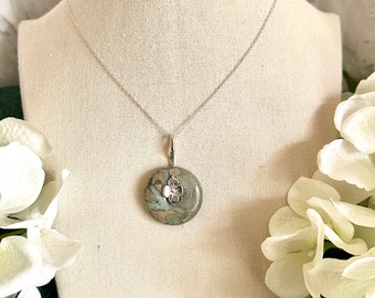 Donut Pendant Necklace - Sea Sediment Jasper (Sage)